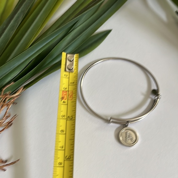 Silver Color Bangle Bracelet with “A” initial Round Charm - Picture 5 of 6
